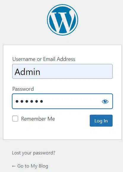 username and password